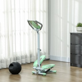 SPORTNOW Stepper cu Mânere Reglabile pe 3 Niveluri, Treaptă Reglabilă și Monitor LCD, 48x38x108-118 cm, Verde | Aosom Romania