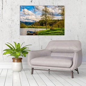 Tablou - Barcă pe lac (90x60 cm)