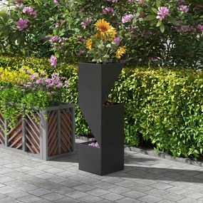 Outsunny Jardiniera inalta 100cm cu 3 zone de plantare, Negru | Aosom Romania