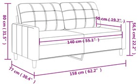 Canapea cu 2 locuri, negru, 140 cm, material textil