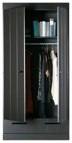 Șifonier din lemn de pin negru 94x195 cm Connect - WOOOD