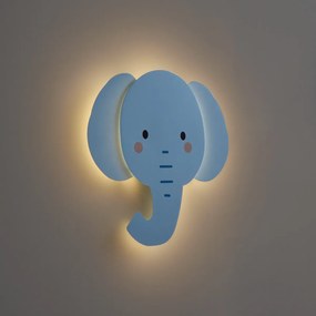 Lampă de perete pentru copii albastră, incl. LED, cu 3 trepte de intensitate luminoasă - Ellie the Elephant
