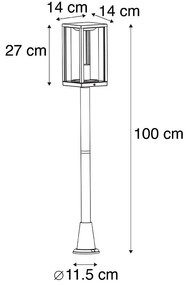 Lampă de exterior cu picior neagră 100 cm cu țăruș de pământ și glandă pentru cablu - Charlois