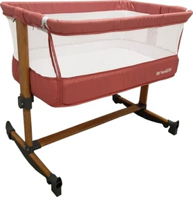 Patut copii transformabil in balansoar bebe Baby Care™ Babies , design modern, Co-Sleeper , dimensiuni 84X78X50 cm, 7 trepte de inaltime, saltea