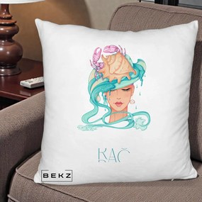 Perna Personalizata Zodie Rac, 40x40 cm, Alb Pufos, Husa Detasabila, Perna Inclusa, BEKZ®