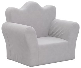 341858 vidaXL Canapea pentru copii, gri deschis, pluș moale