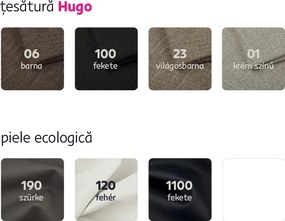 Canapea, piele ecologică alba+gri/material textil gri, KARDYN