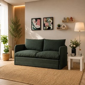 Canapea extensibila 2 locuri moderna, 200x148 cm – stofa verde – Saga