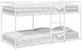 vidaXL Pat supraetajat fără saltea alb 80x200 cm oțel