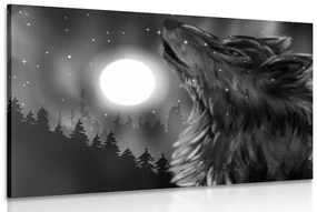 Tablou luna lupului în design alb-negru