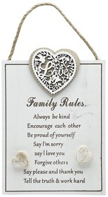 Tablou cu text FAMILY RULES, 14x18cm