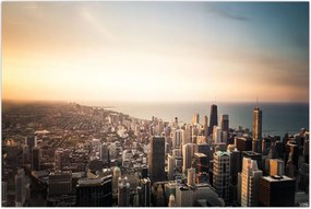 Tablou apusului de soare deasupa orașului (90x60 cm)