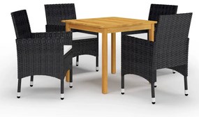 vidaXL Set mobilier de grădină, 5 piese, negru