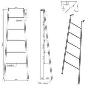 SAPHO SE104 Sega suport pentru prosoape 55 x 170 x7 cm, negru mat