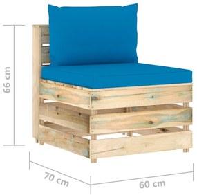 Set mobilier gradina cu perne, 12 piese, lemn verde tratat light blue and brown, 12