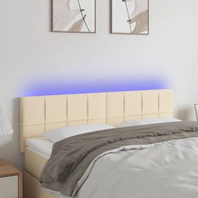 Tablie de pat cu LED, crem, 144x5x78 88 cm, textil 1, Crem, 144 x 5 x 78 88 cm