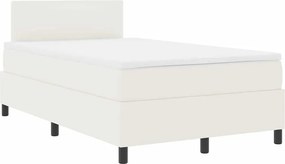 vidaXL Pat cu arc LED Crema și Alb 120 x 190 cm Țesătură din corduroy