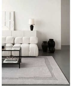 Covor gri deschis din lână 133x190 cm Morphic Rocca – Agnella