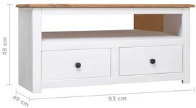 Comoda TV de colt alb 93x49x49 cm lemn masiv pin gama Panama 1, Alb