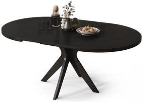 Mazzoni RENZO Negru - MASĂ ROTUNDĂ Ø110 EXTENSIBILĂ PÂNĂ LA 180 cm | PENTRU BUCĂTĂRIE SUFRAGERIE LIVING RETRO