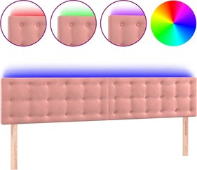 vidaXL Tăblie de pat cu LED, roz, 180x5x78/88 cm, catifea