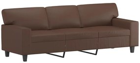 Canapea cu 3 locuri si taburet, maro, 180 cm, piele ecologica