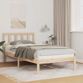 vidaXL Cadru de pat cu headboard Maro 100 x 200 cm Lemn de brad solid
