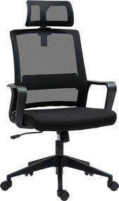 HOMCOM Scaun de Birou Ergonomic cu Tetieră, Înălțime Reglabilă și Funcție de Balansare, 60x64x102-112 cm, Negru | Aosom Romania
