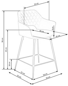 Scaun de bar Paxton, gri/negru