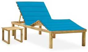 vidaXL Șezlong de grădină cu masă și pernă, lemn de pin tratat