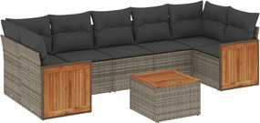 vidaXL Set canapele de grădină cu perne, 8 piese, gri, poliratan
