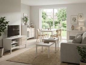 Comoda TV FROST 120x40 cm alb, decor stejar alpin