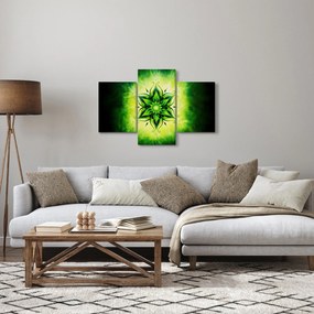 Tablou - Mandala de flori, fundal verde (90x60 cm)
