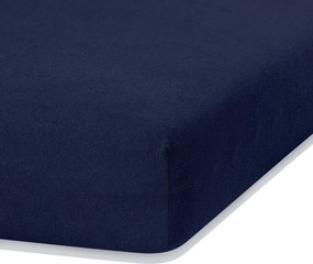 Cearceaf albastru închis din frotir cu elastic 240x220 cm Ruby – Restilo