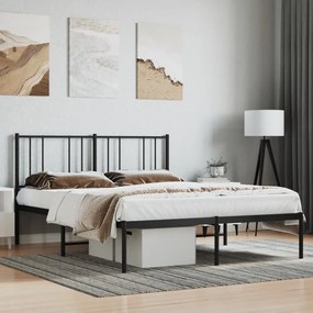352480 vidaXL Cadru de pat metalic cu tăblie, negru, 140x190 cm