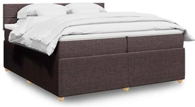 vidaXL Pat box spring cu saltea, maro închis, 200x200 cm, textil