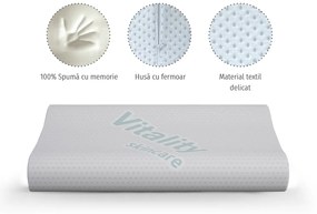 Perna cu memory foam VitalCare Alb, 41 cm, 69 cm, 10 cm, Perna VitalCare