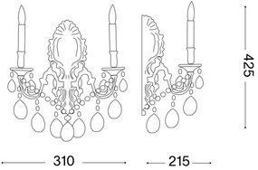 Aplică de cristal Ideal Lux GIOCONDA 2xE14/40W/230V crom lucios