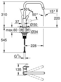 GROHE START 30470DC0 - Baterie pentru chiuvetă, 310 mm, inox