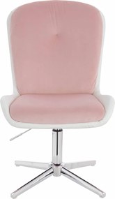 HR690CROSS Scaun Velvet&amp;soft Piele Pu Roz Pudră/Alb Bază Cromata