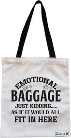 Sacosa de Panza pentru Cumparaturi, Geanta Tote, model Emotional baggage, Cu fermoar, 38x34.5 cm, Alba, BEKZ®