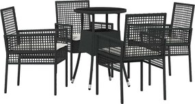 vidaXL Set de masă pentru grădină 5 pcs Negru poliratan