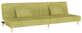 337599 vidaXL Canapea extensibilă cu 2 locuri, 2 perne, verde, textil