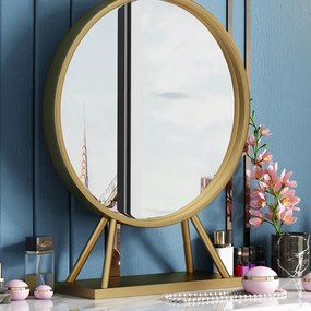 Masuta de toaleta pentru machiaj moderna cu oglinda Culoare - Alb; Aur Mat DEPRIMO 12030
