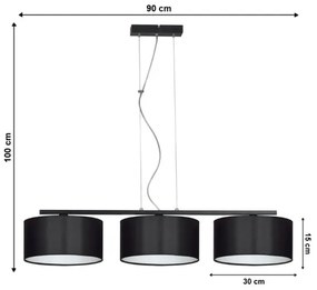 Lustră pe cablu ASTRA 3xE27/60W/230V negru