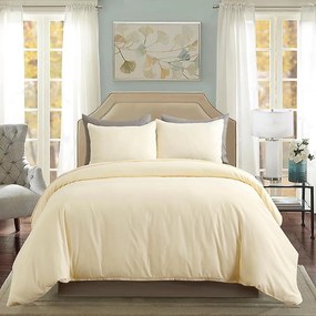 Lenjerie de pat matrimonial Premium Ranforce uni crem / 200x220 cm dimensiune standard