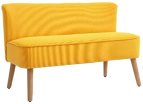 HOMCOM Canapea 2 locuri, design scandi elegant, cadru masiv din lemn, până la 150 kg, 117 x 56,5 x 77 cm, Galben | Aosom Romania