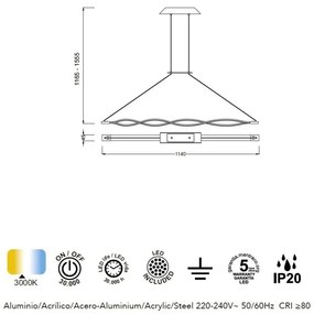 Lustra LED suspendata design modern Sahara argintie crom