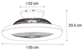 Ventilator de tavan alb cu imprimeu de lemn 55cm incl. LED Dimmable cu telecomandă - Clima