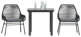 vidaXL Set de sufragerie de grădină 3 piese neagră